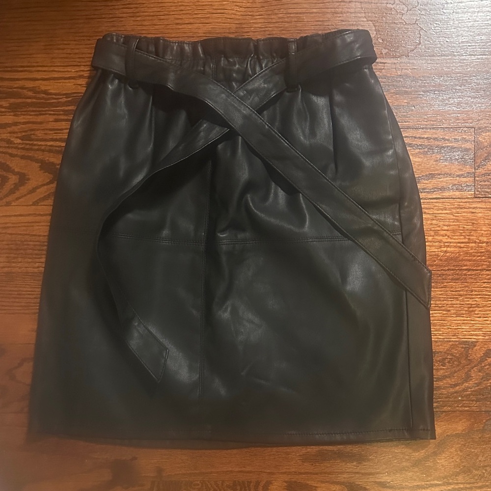 New - Only Black Faux Leather Skirt just above knee - not mini